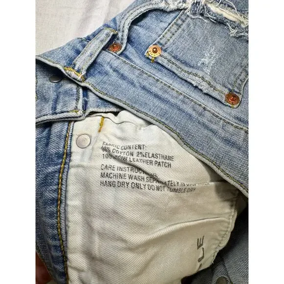 Purple Distressed Denim Shorts Light Wash Women's 29 Button Fly Y2K Streetwear - Picture 12 of 15